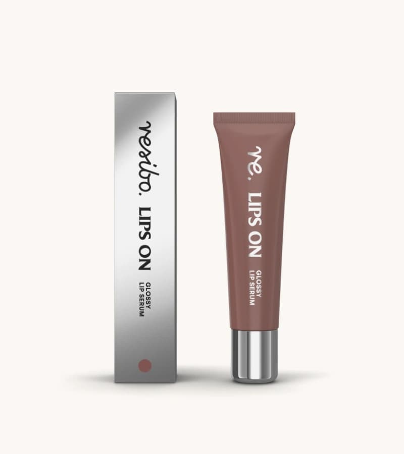 Oficjalne zdjęcie serum-błyszczyka Resibo Lips On w odcieniu Vanilla Brownie wraz z opakowaniem