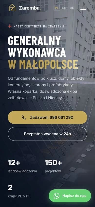 Strona zarembacs.pl na telefonie