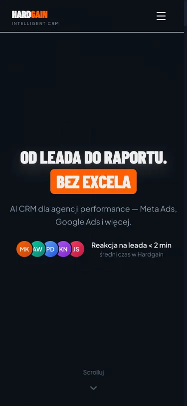 Strona app.hardgain.pl na telefonie