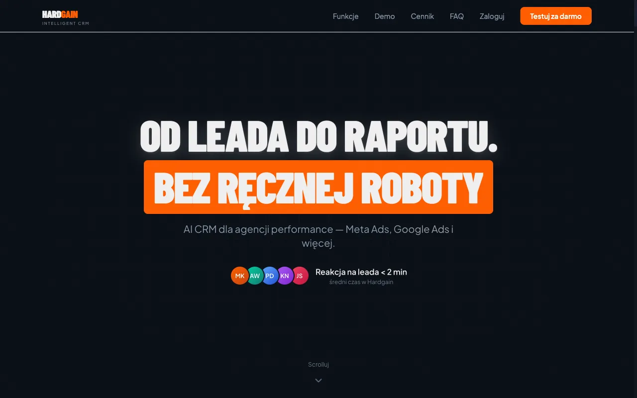 Strona app.hardgain.pl na komputerze