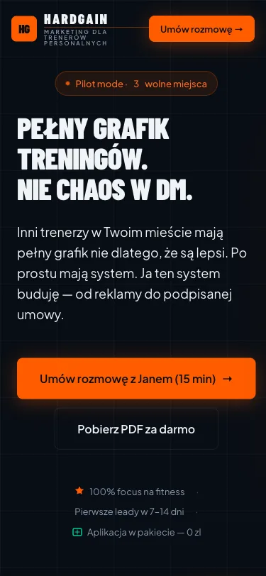 Strona hardgain.pl na telefonie