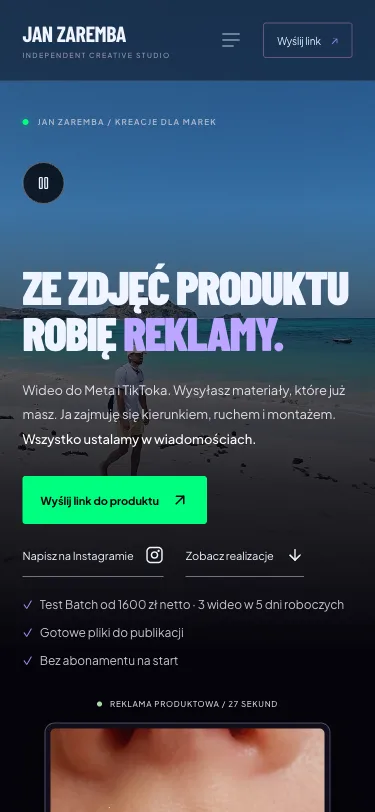 Strona janzaremba.pl na telefonie