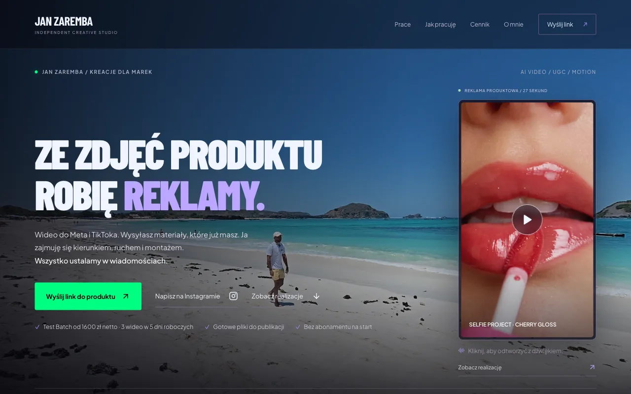 Strona janzaremba.pl na komputerze