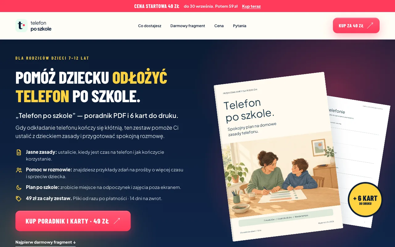 Strona telefonposzkole.pl na komputerze