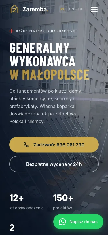 Strona zarembacs.pl na telefonie